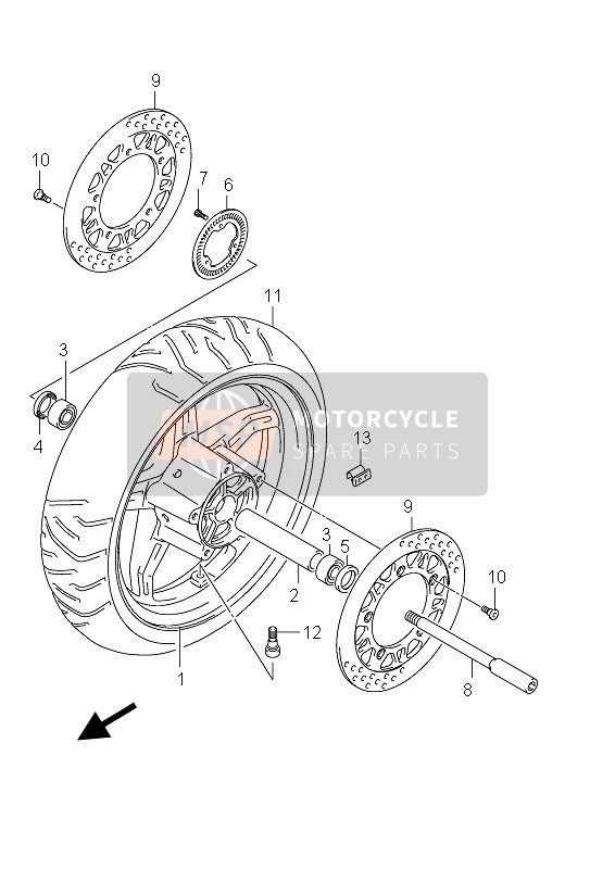 Suzuki AN650A BURGMAN EXECUTIVE 2012 Front Wheel for a 2012 Suzuki AN650A BURGMAN EXECUTIVE